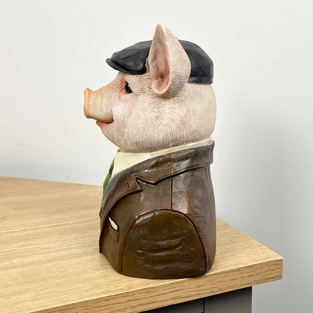 18.5cm Gentleman Pig Bust Ornament – Resin