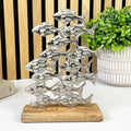 21cm Tall Metal Shoal of Fishes on Wood Ornament