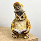 18cm Owl Reading Ornament – Resin