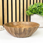 22.5cm Small Round Scalloped Mango Wood Bowl