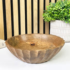 22.5cm Small Round Scalloped Mango Wood Bowl
