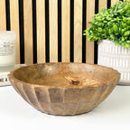 22.5cm Small Round Scalloped Mango Wood Bowl