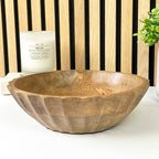 22.5cm Small Round Scalloped Mango Wood Bowl