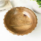 22.5cm Small Round Scalloped Mango Wood Bowl