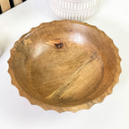 22.5cm Small Round Scalloped Mango Wood Bowl