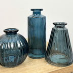 3 Piece Glass Bud Vase Set - Blue Mix #4