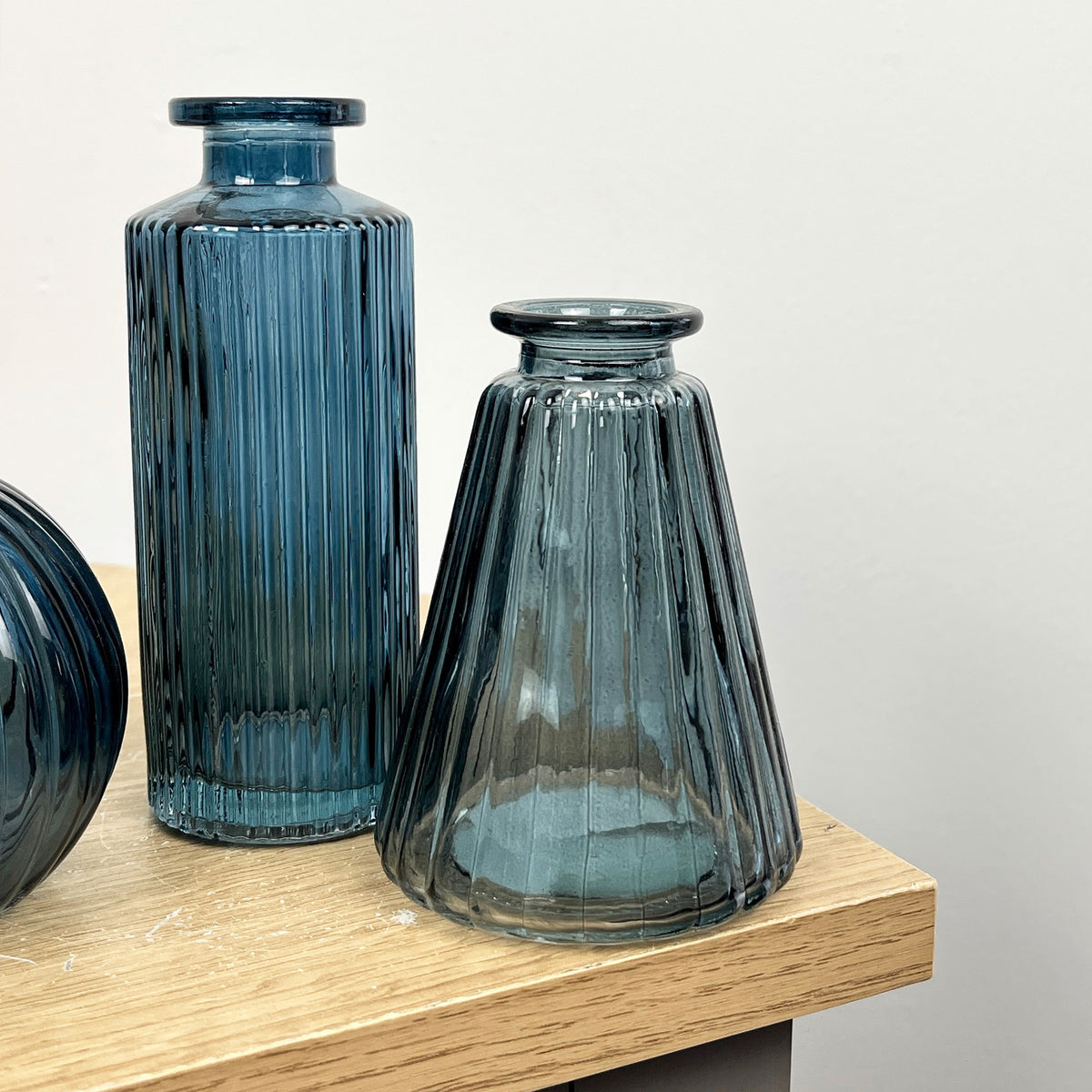 3 Piece Glass Bud Vase Set - Blue Mix #4