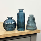 3 Piece Glass Bud Vase Set - Blue Mix #4