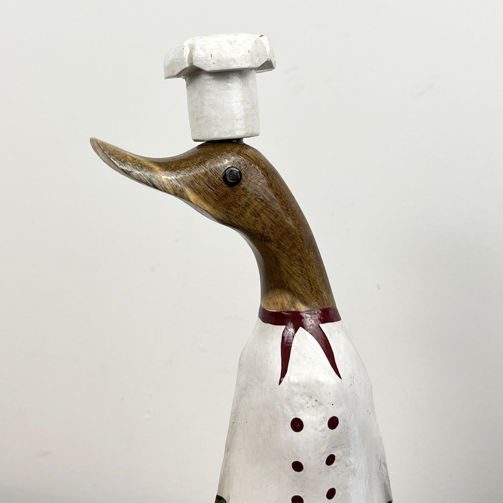 31cm Wooden Italian Chef Duck Ornament / Figurine