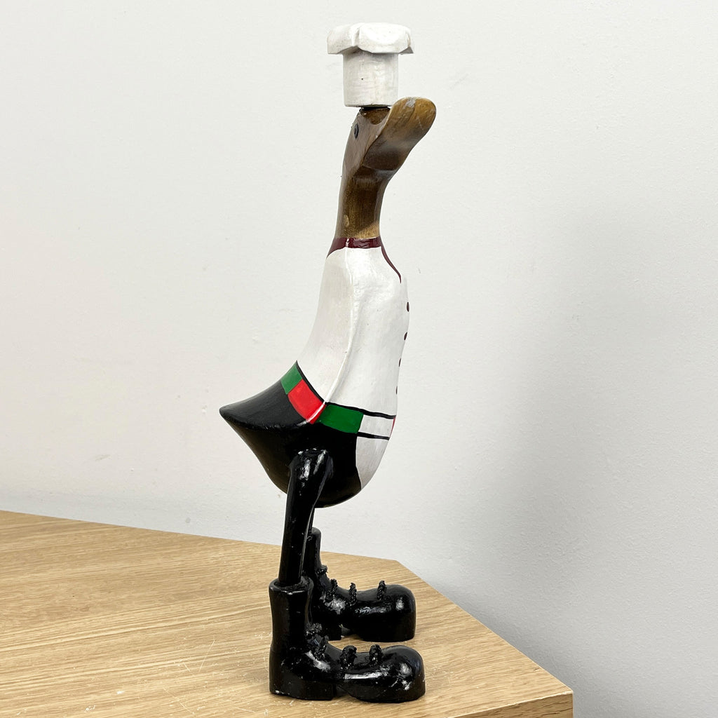 31cm Wooden Italian Chef Duck Ornament / Figurine