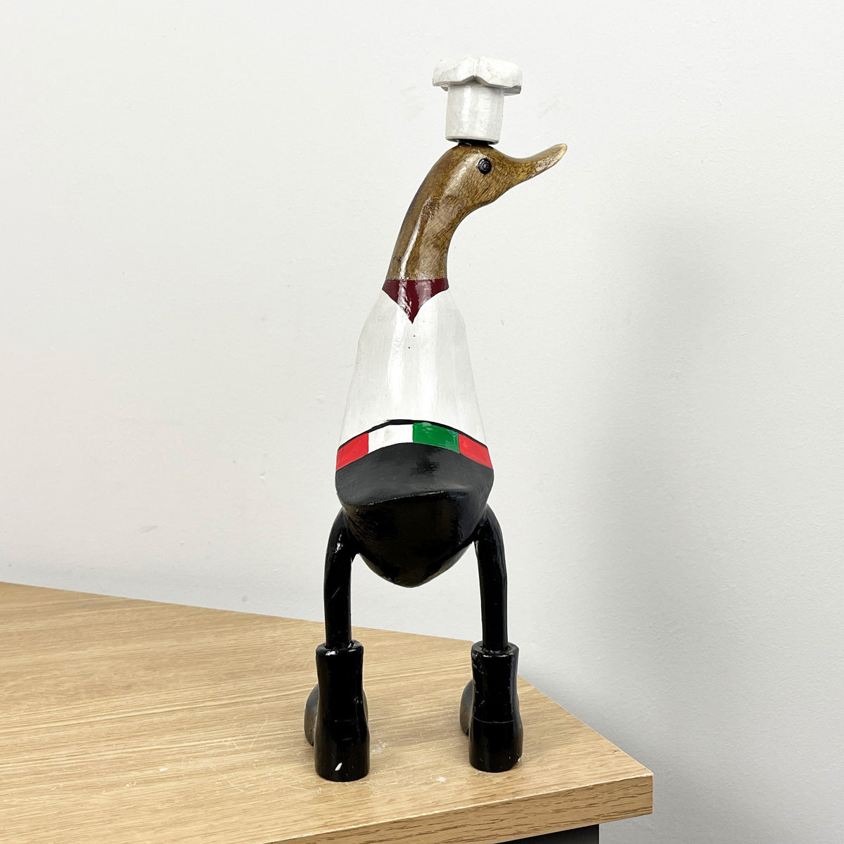 31cm Wooden Italian Chef Duck Ornament / Figurine