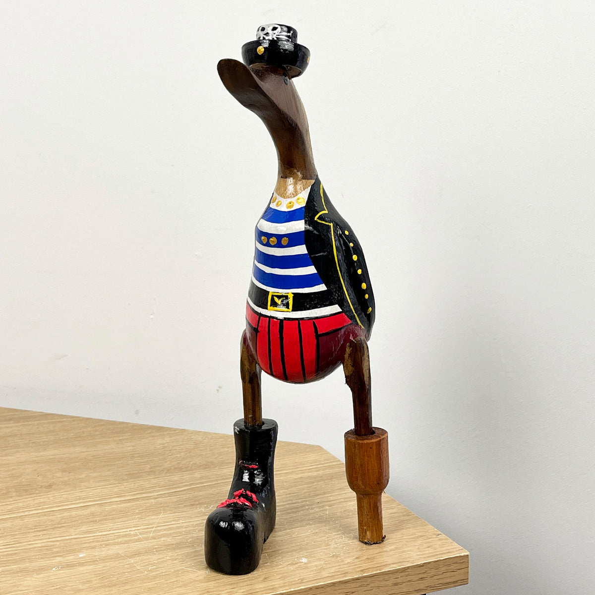 29cm Wooden Pirate Duck Ornament / Figurine