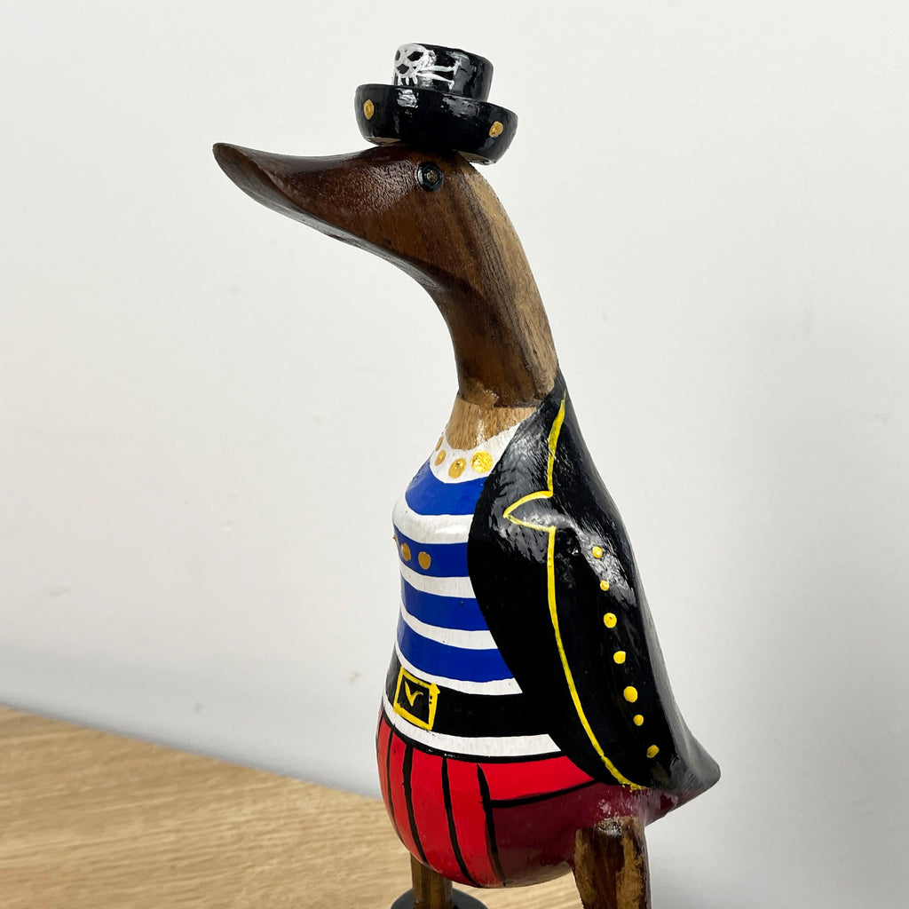 29cm Wooden Pirate Duck Ornament / Figurine