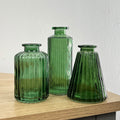 Set of 3 Glass Bud Vases - Dark Green