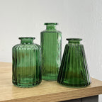 Set of 3 Glass Bud Vases - Dark Green