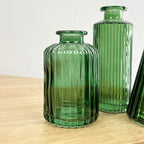 Set of 3 Glass Bud Vases - Dark Green