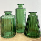 Set of 3 Glass Bud Vases - Dark Green