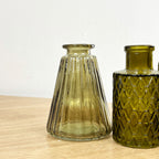 Set of 3 Glass Bud Vases - 'Olive Green'