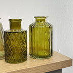 Set of 3 Glass Bud Vases - 'Olive Green'