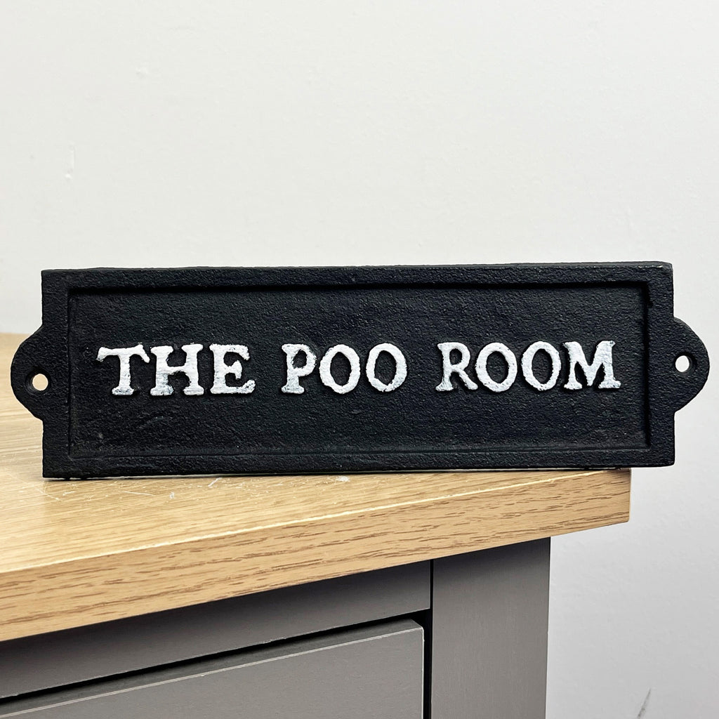 21.5cm 'The Poo Room' Cast Iron Wall Sign / Plaque