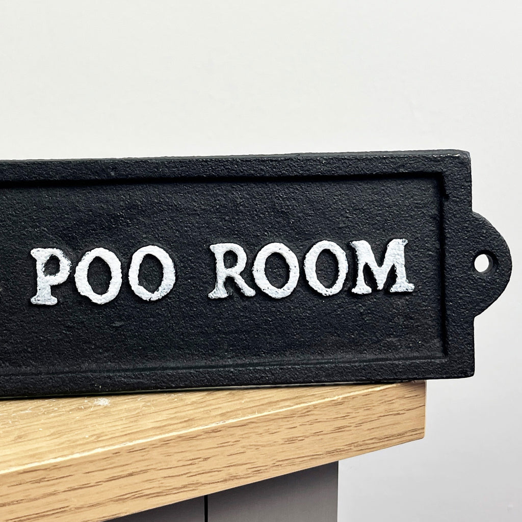 21.5cm 'The Poo Room' Cast Iron Wall Sign / Plaque