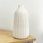 28cm off White Ceramic Vase – Knitted Pattern