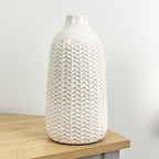 28cm off White Ceramic Vase – Knitted Pattern