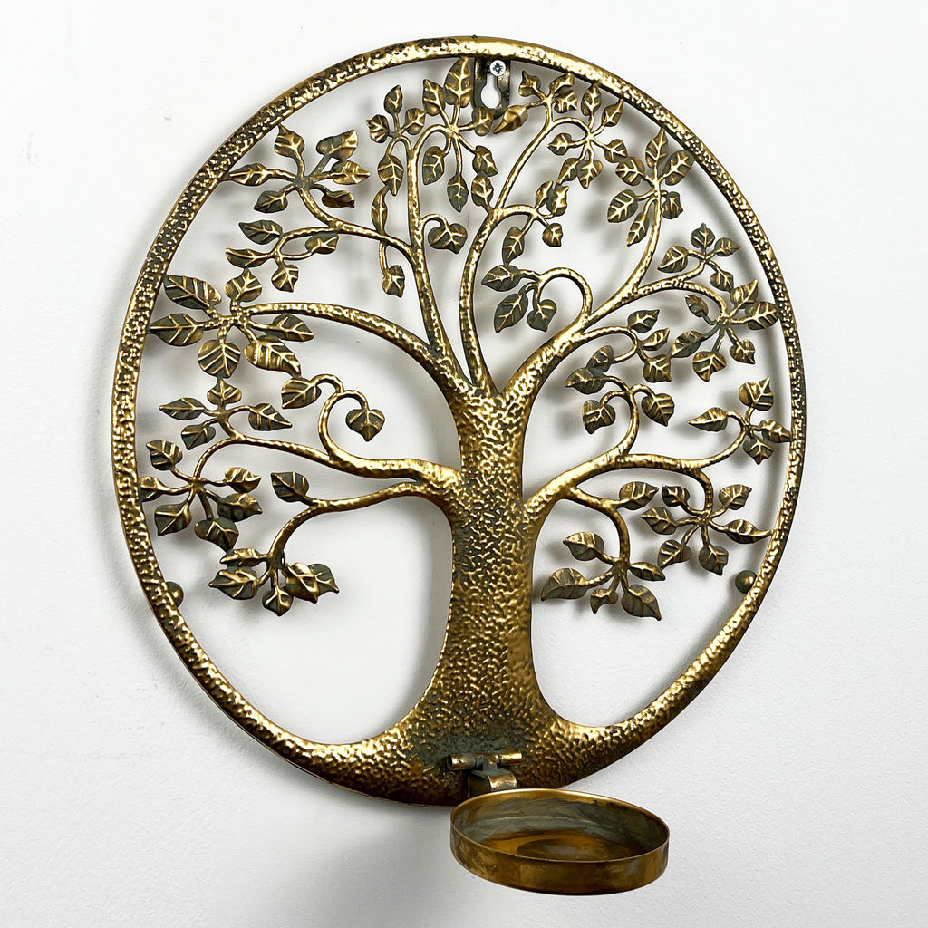 30cm Wall Mounted Tree of Life Pillar Candle Holder