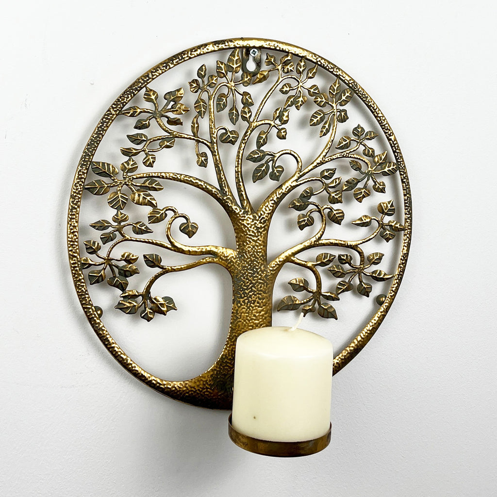30cm Wall Mounted Tree of Life Pillar Candle Holder