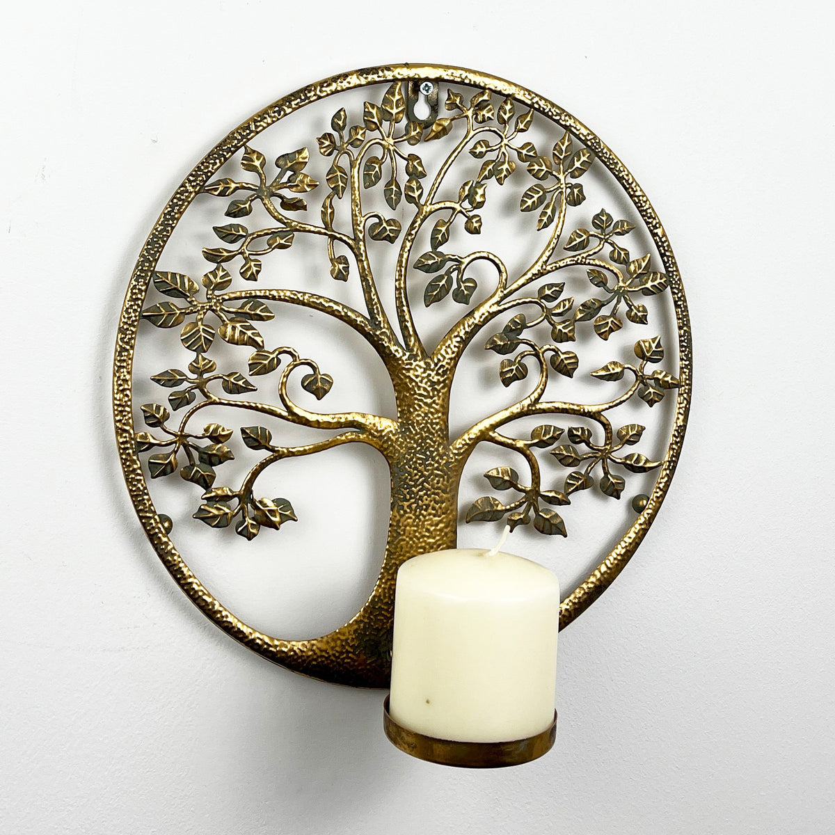 30cm Wall Mounted Tree of Life Pillar Candle Holder