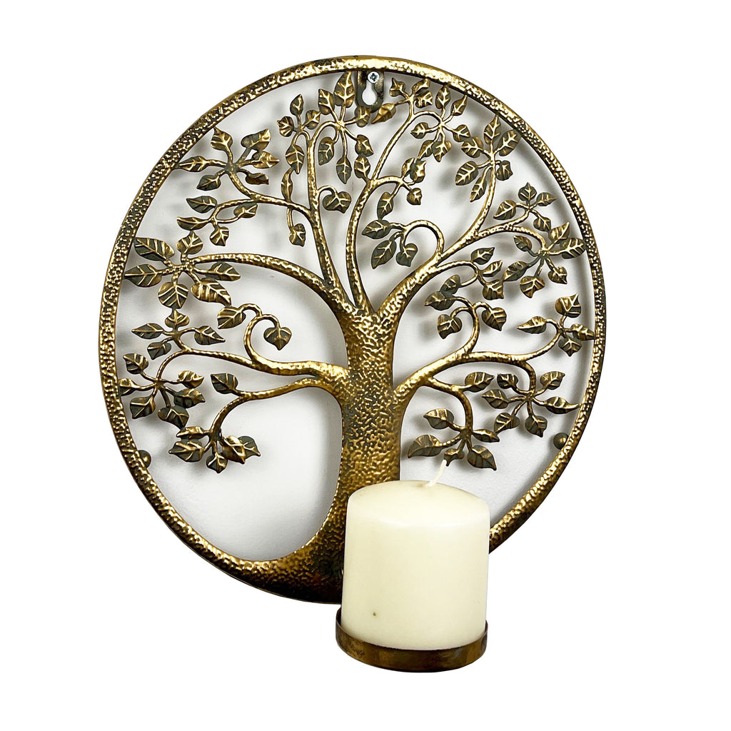 30cm Wall Mounted Tree of Life Pillar Candle Holder