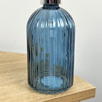 Set of 2 x 350ml Ribbed Glass Soap Dispenser – Blue