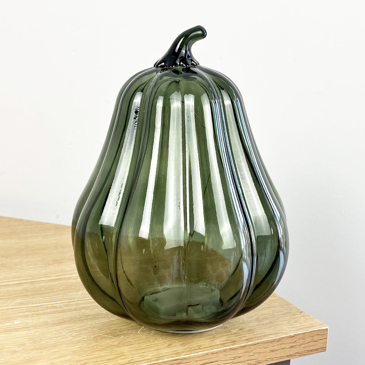 20cm Green Glass Pumpkin Ornament / LED Mood Light