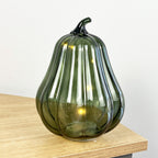 20cm Green Glass Pumpkin Ornament / LED Mood Light