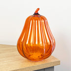 20cm Orange Glass Pumpkin Ornament / LED Mood Light