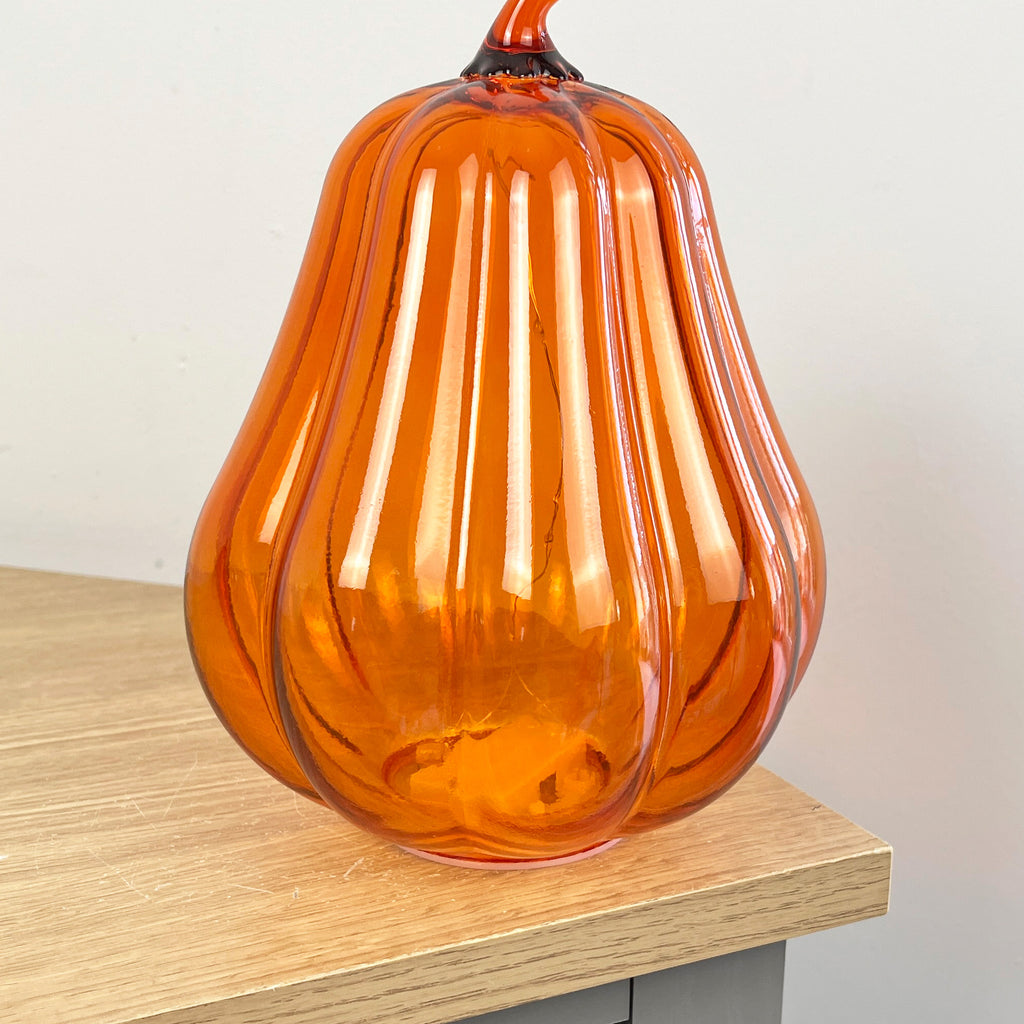 20cm Orange Glass Pumpkin Ornament / LED Mood Light