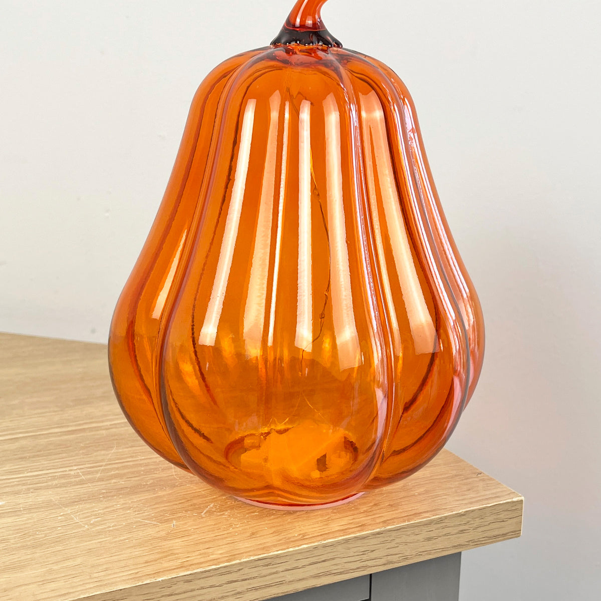 20cm Orange Glass Pumpkin Ornament / LED Mood Light