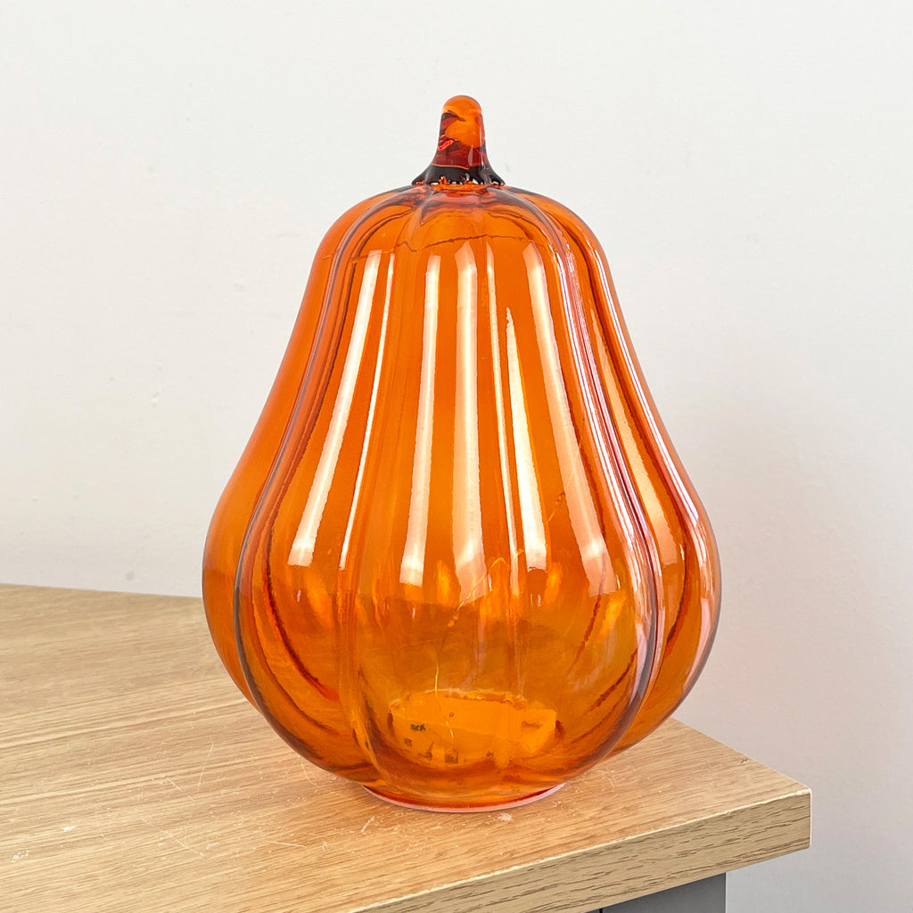 20cm Orange Glass Pumpkin Ornament / LED Mood Light