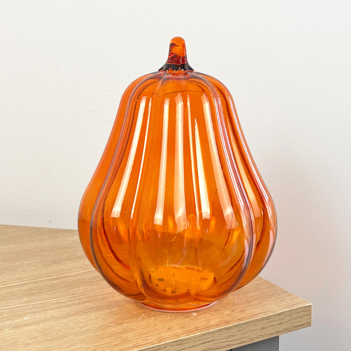 20cm Orange Glass Pumpkin Ornament / LED Mood Light