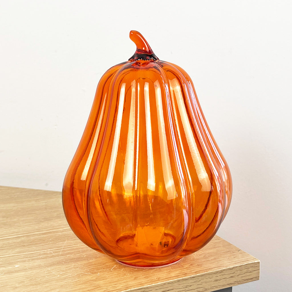 20cm Orange Glass Pumpkin Ornament / LED Mood Light