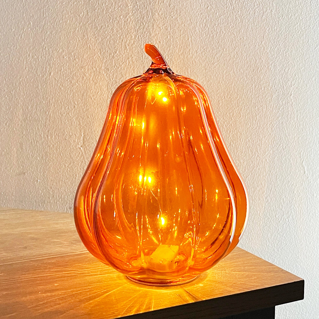 20cm Orange Glass Pumpkin Ornament / LED Mood Light