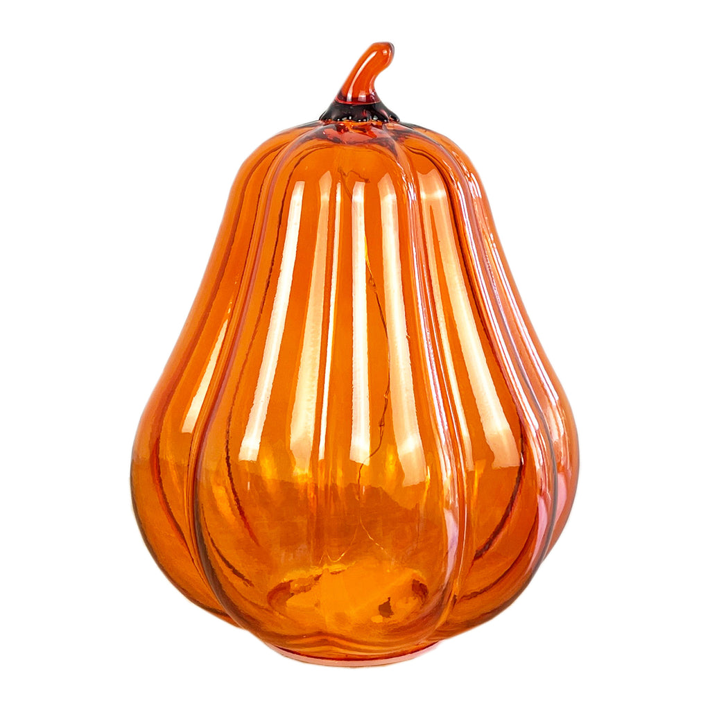 20cm Orange Glass Pumpkin Ornament / LED Mood Light