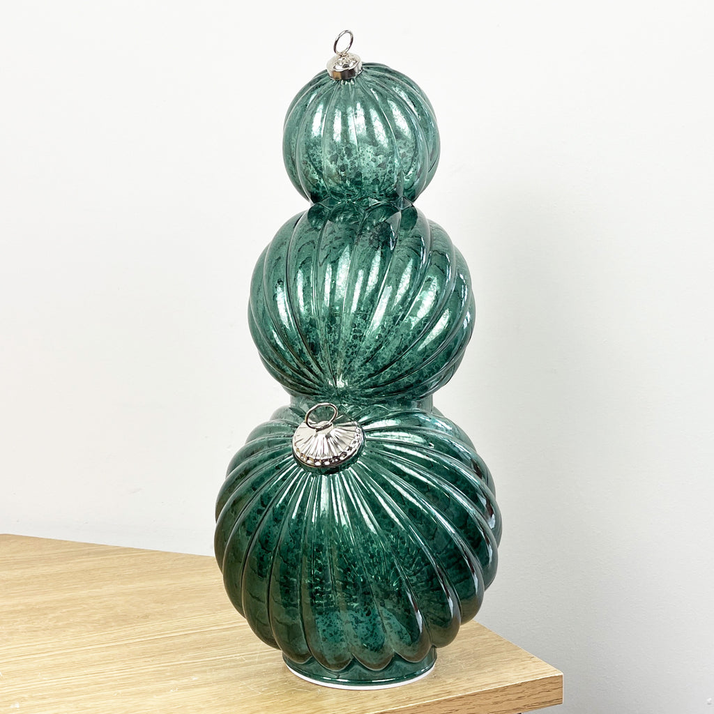 35.5cm Glass Light Up Baubles Ornament – Green