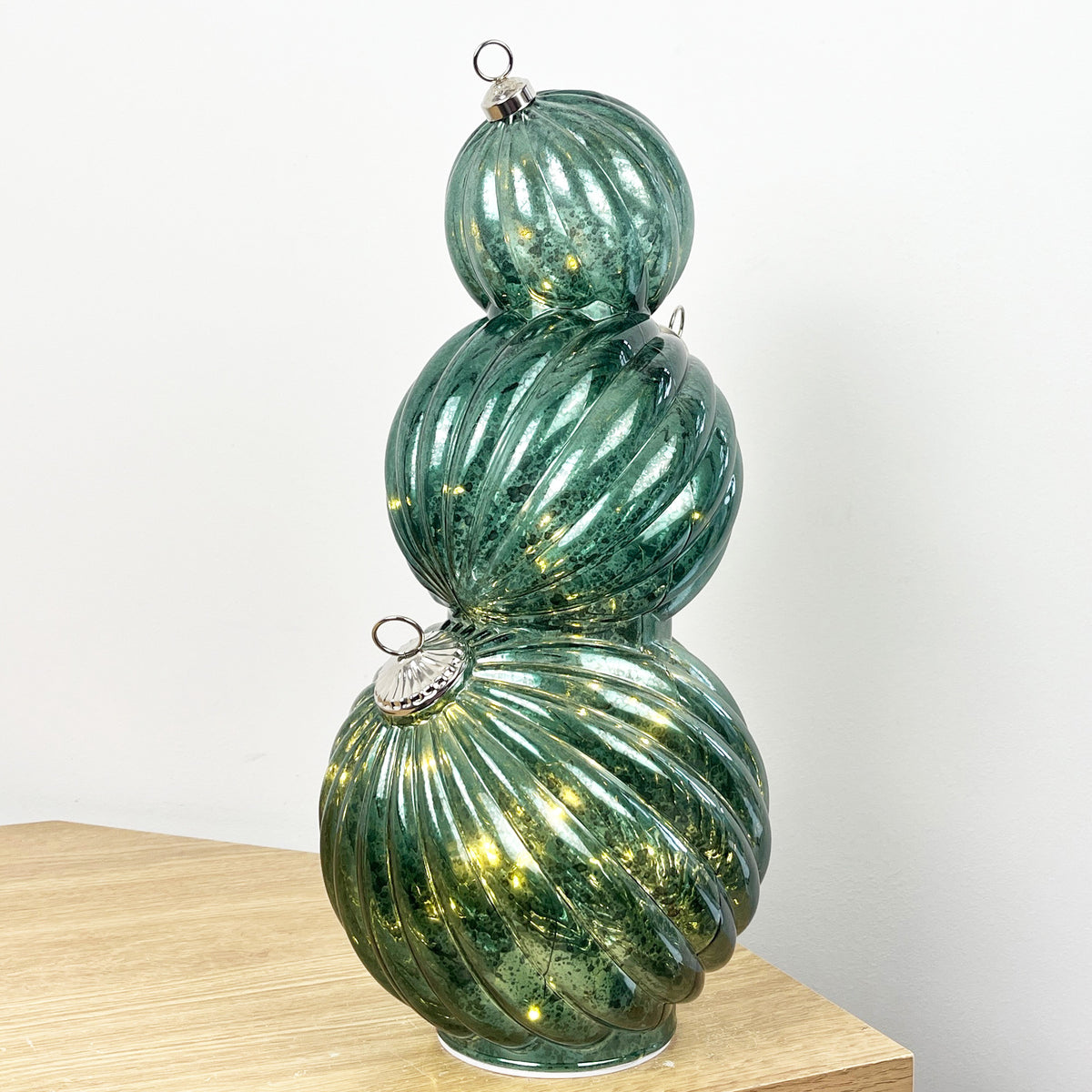 35.5cm Glass Light Up Baubles Ornament – Green