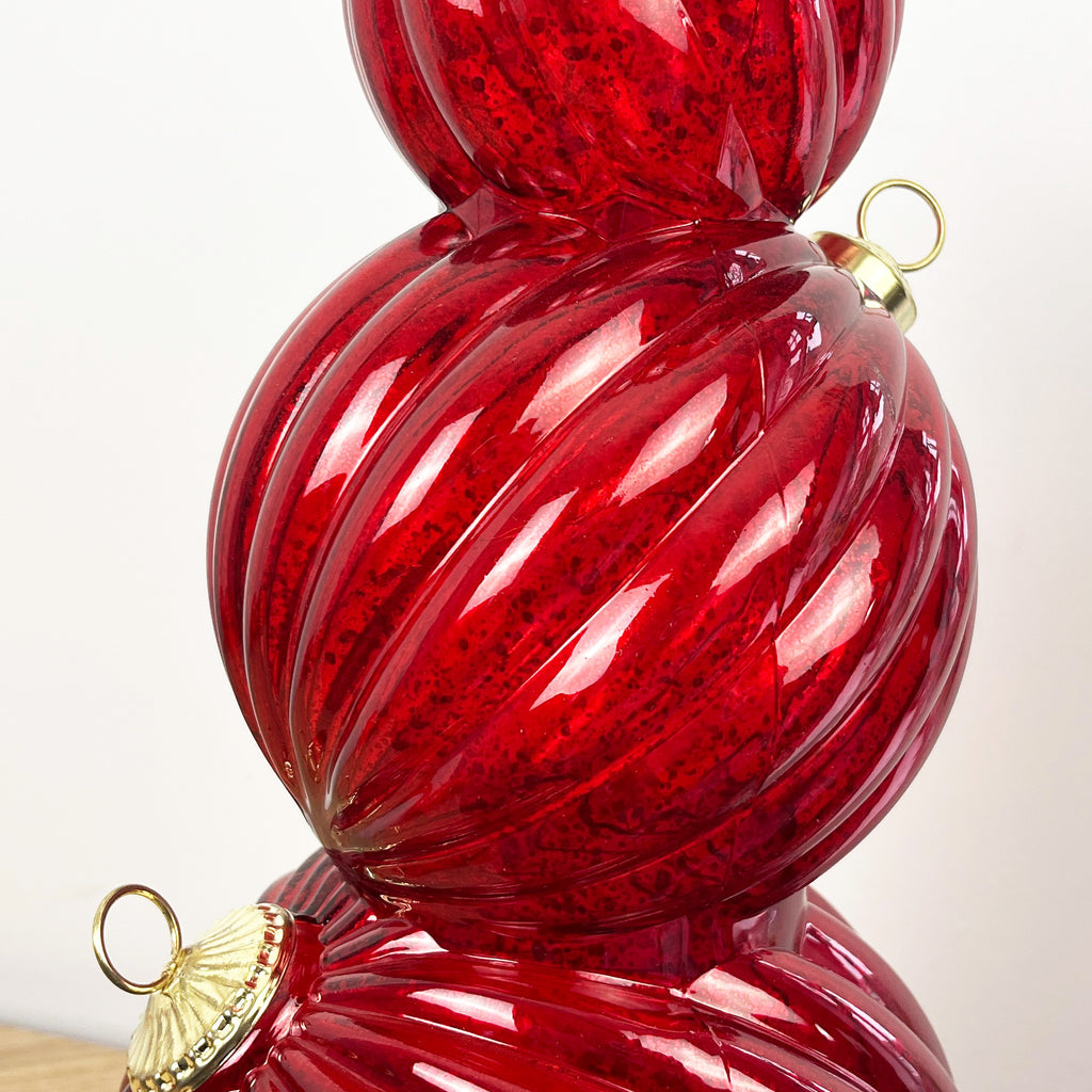 35.5cm Glass Light Up Baubles Ornament – Red