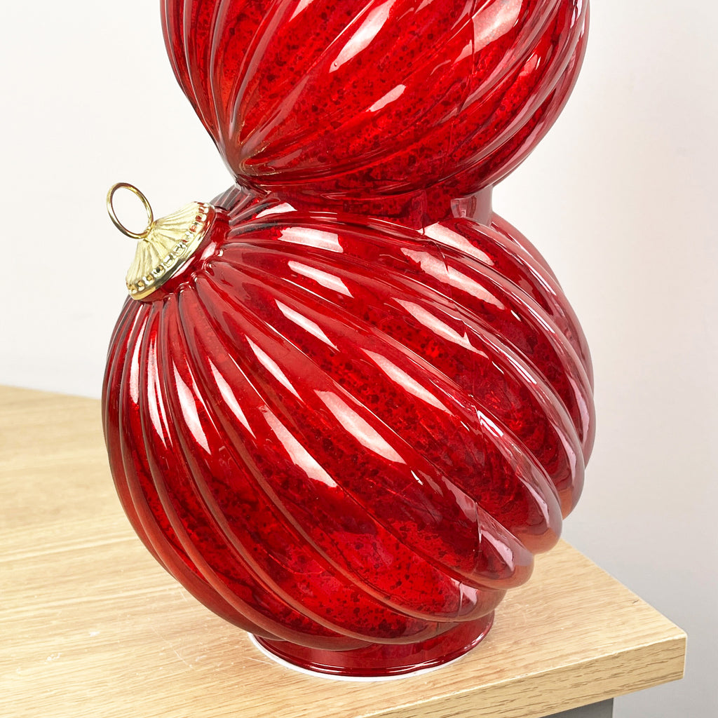 35.5cm Glass Light Up Baubles Ornament – Red