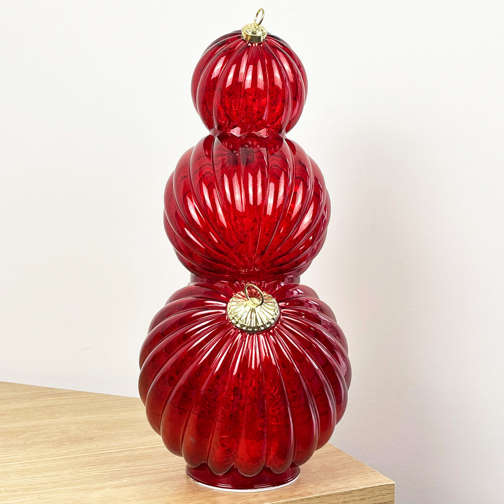 35.5cm Glass Light Up Baubles Ornament – Red