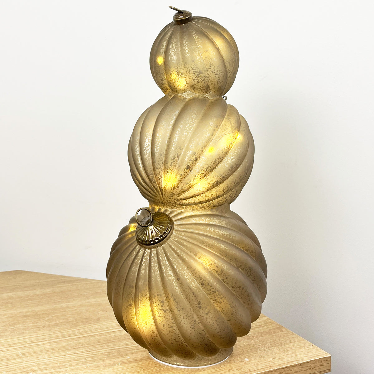 35.5cm Glass Light Up Baubles Ornament – Champagne