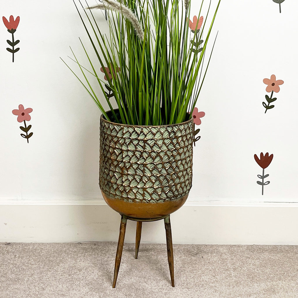 39.5cm Vintage Style Indoor Floor Planter – Gold