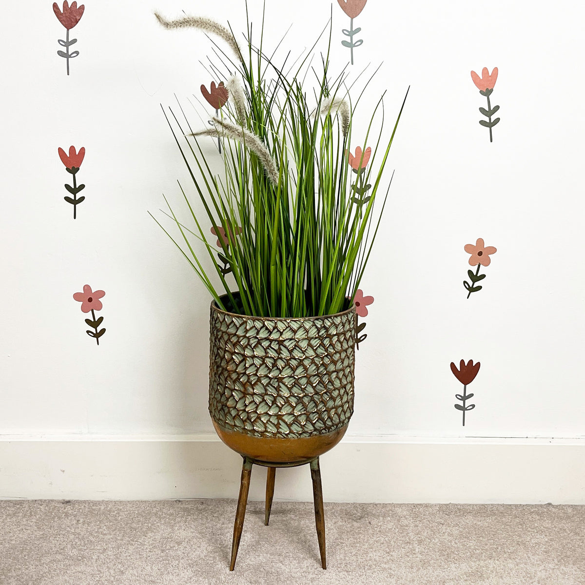 39.5cm Vintage Style Indoor Floor Planter – Gold